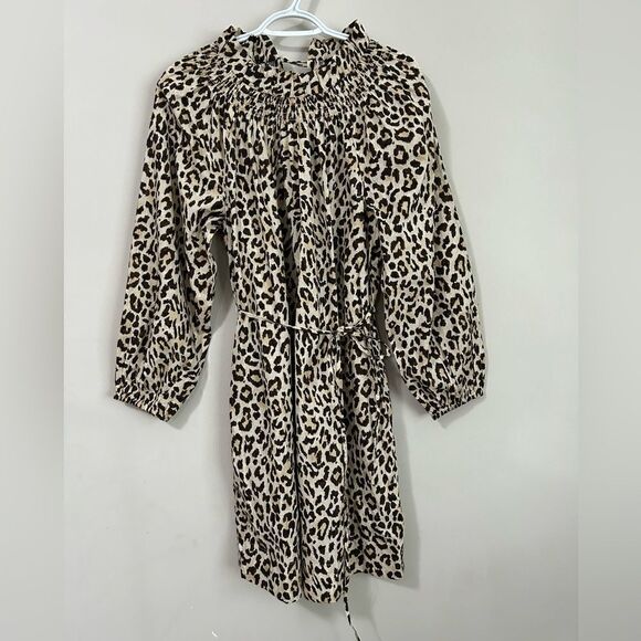 J. Crew Ruffleneck Puff-sleeve Dress in Leopard Print - Picture 2 of 12